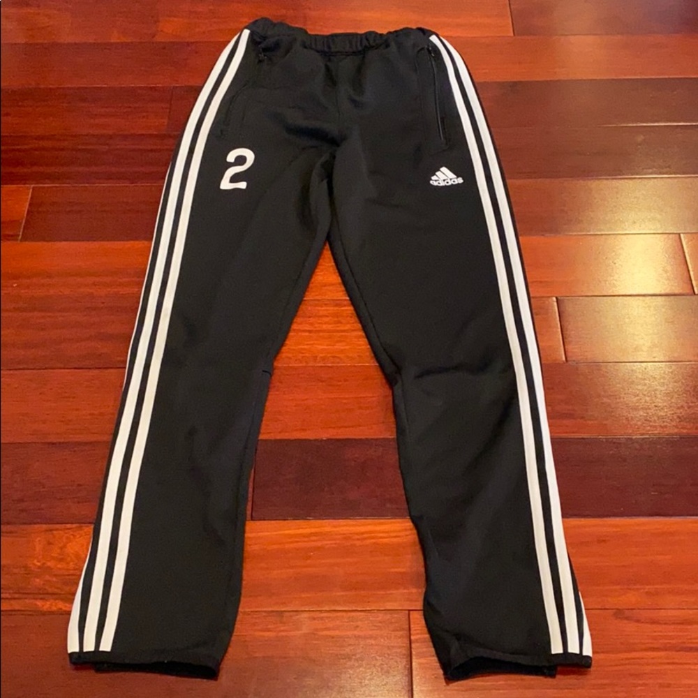 Black and white Adidas sweatpants